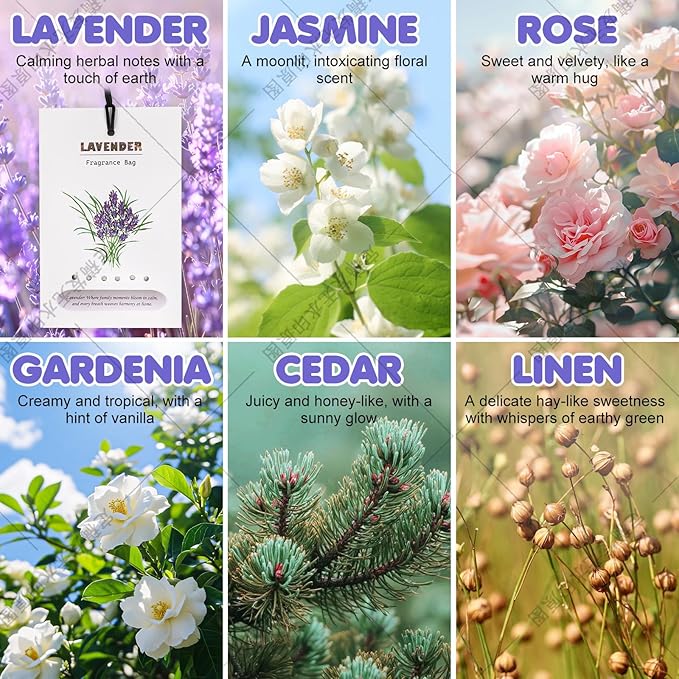 14 Packs Large Gardenia Scented Sachets for Closet Deodorizer Drawers, Hanging Long Lasting Potpourri Bags Home Fragrance Air Freshener