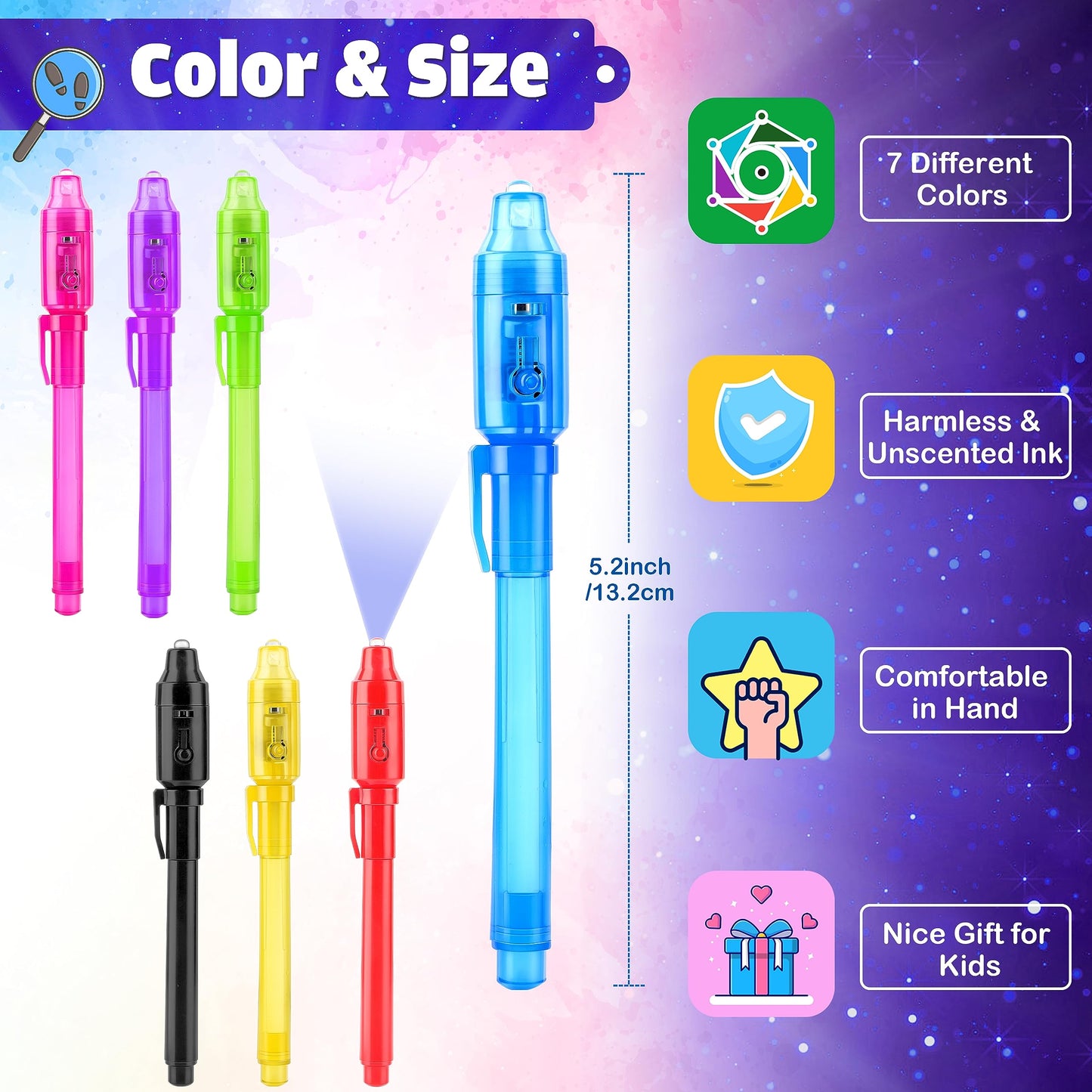 Joycover Invisible Ink Pen with UV Light for Kids, 28PCS Spy Pen Party Favors for Kids 4-8 8-12, Birthday Party Supplies Classroom School Goody Bag Stuffers for Boys Girls