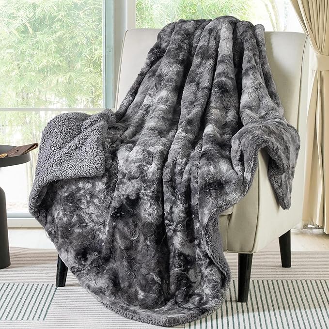 Bedsure GentleSoft Sherpa Fluffy Throw Blanket - Fleece Warm and Cozy Throw for Women Gift, Plush & Fuzzy Faux Fur Christm...