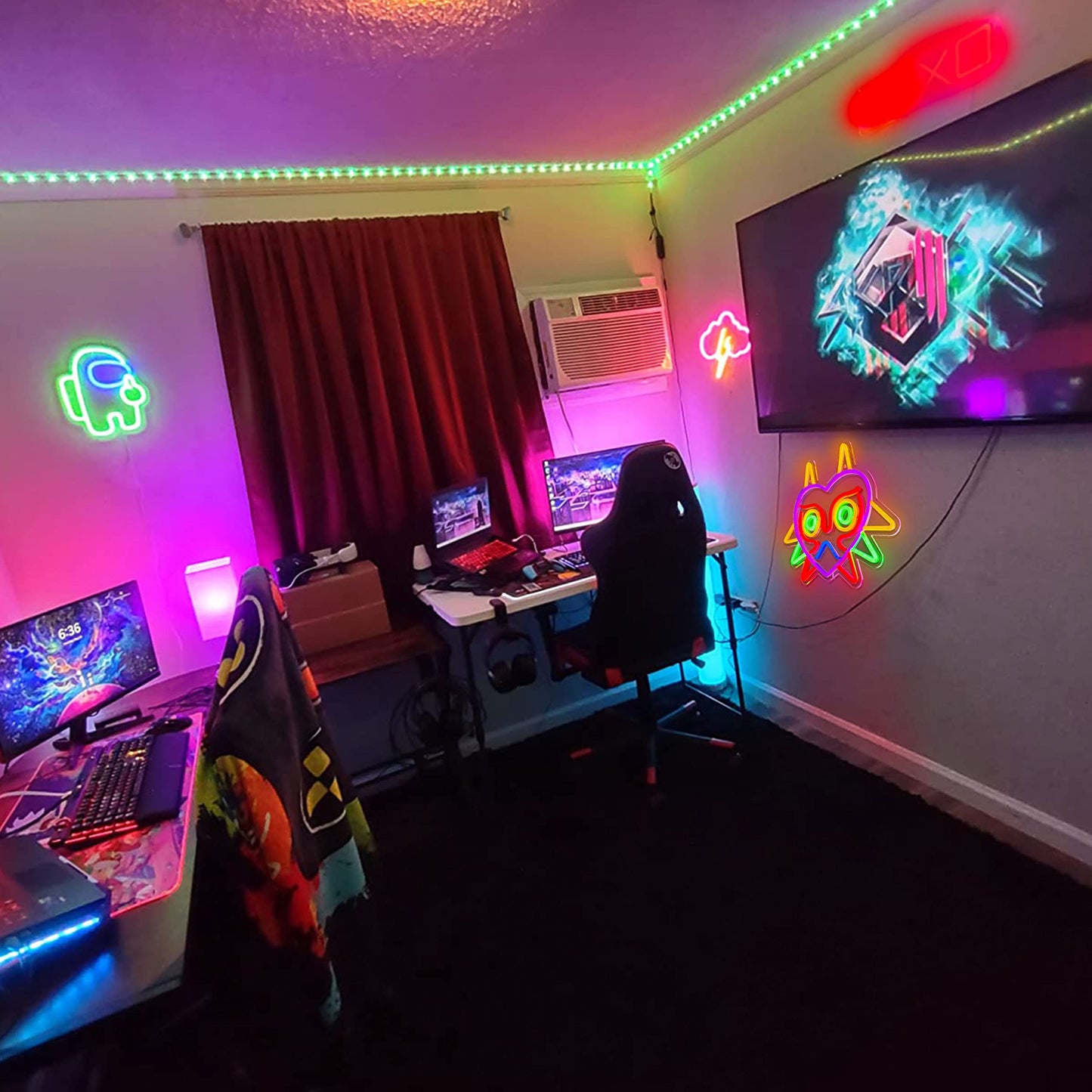 GGK Majora's Mask LED Sign LoZ Neon Sign for Room Wall Decor Gamer Gifts Zelda Mask Game Room Decor LED Neon Light for Zelda Fans (Majoras Mask)