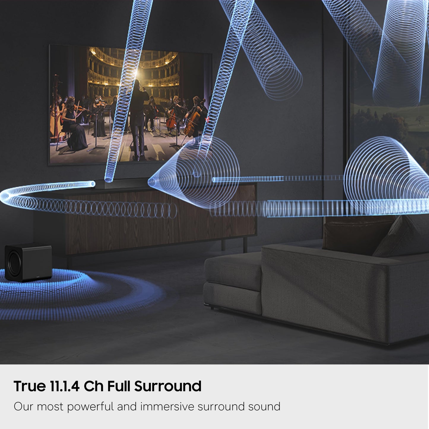 Samsung Q-Series Soundbar HW-Q990H 11.1.4ch with Wireless Subwoofer & Rear Speakers, Wireless Dolby Atmos, Q-Symphony, SpaceFit Sound Pro, Adaptive Sound, Game Mode Pro, Alexa Built-in (2026 Model)