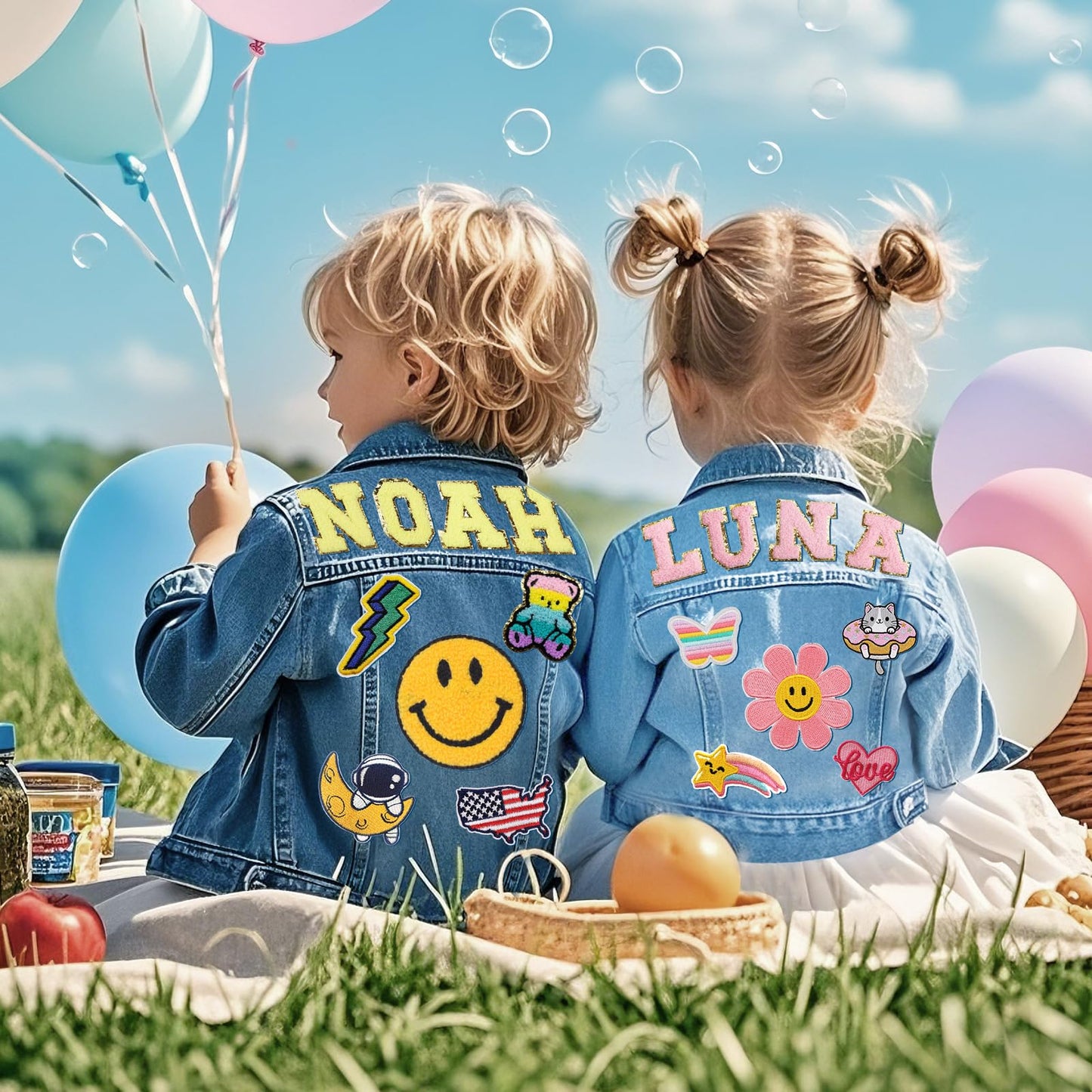 Personalized Kids Denim Jacket with Names, Custom Long Sleeve Jean Jacket, Boys' & Girls' Outerwear Jackets, 1-10 Year Old Toddler Girl Clothes, Personalized Girl Boys Birthday Christmas School Gifts