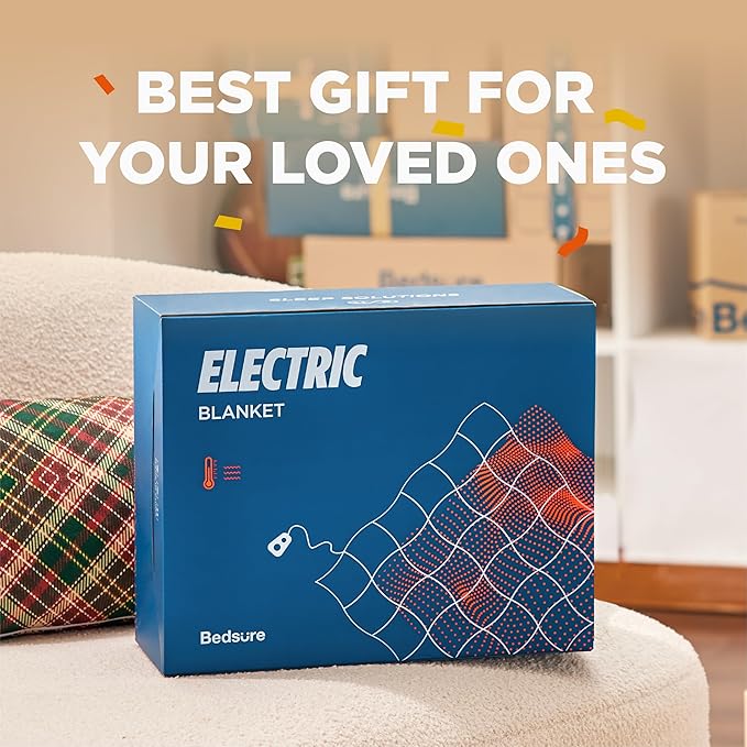 Bedsure Electric Blanket King Size - Dual Control Heated Blanket King Size, Fast Heating with 10 Time Settings & 10 Heat Settings, Warm Gift for Grandma (100x90 inches, Dark Grey)