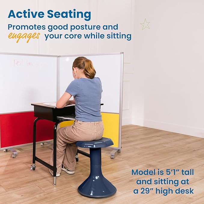 ECR4Kids ACE Active Core Engagement Wobble Stool, 18-Inch Seat Height, Flexible Seating, Navy