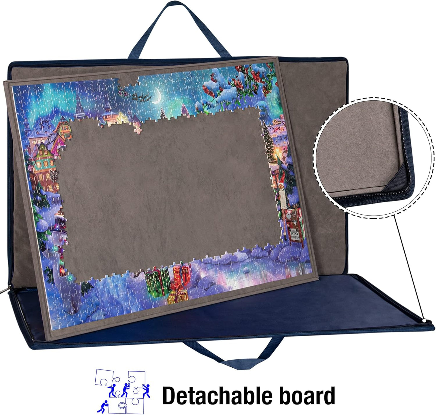 Lavievert 1000 Piece Jigsaw Puzzle Board with Padded Cover, Portable Case with 4 Sorting Trays & Detachable Board, Puzzle Caddy Storage Saver with Non-Slip Surface for Adults