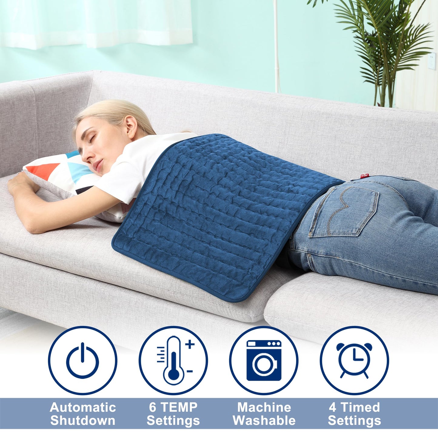 Electric Heating pad for Back Neck Shoulder Knee Arms Legs- Electric Heat Pads with 6 Heat Settings & Auto Shut Off &Dry/Moist Heat Heating Pad for Birthday Mother Father Girl Men Women