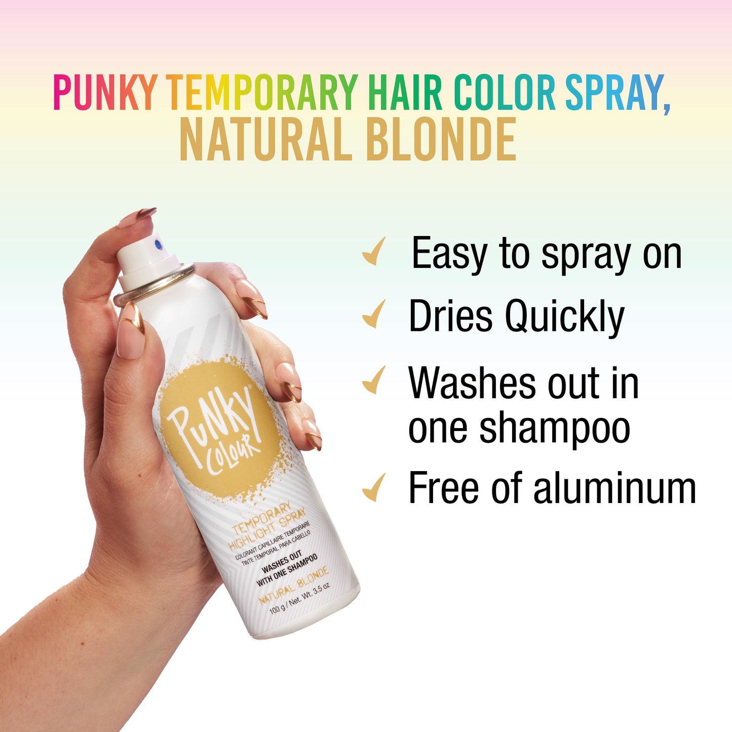 Punky, Temporary Hair Highlight Spray, Natural Blonde, 3.5 oz x 1 Pack