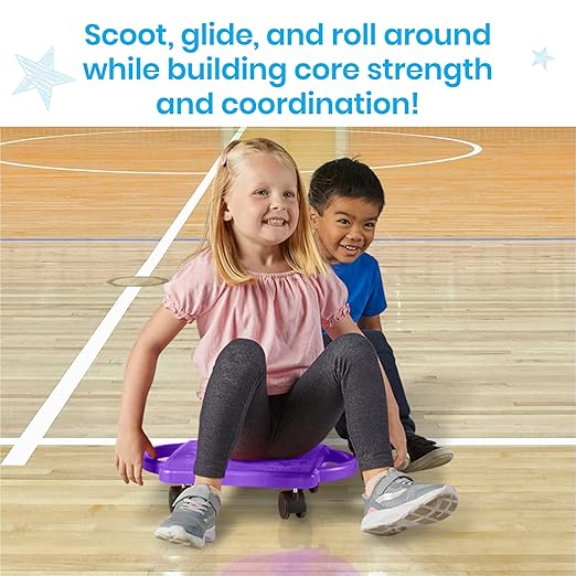 hand2mind Blue Indoor Scooter Board with Handles, Sit Down Floor Scooter, Gym Activities for Kids, Indoor Recess Games, Sport Scooters, Physical Education Equipment, Gross Motor Toys