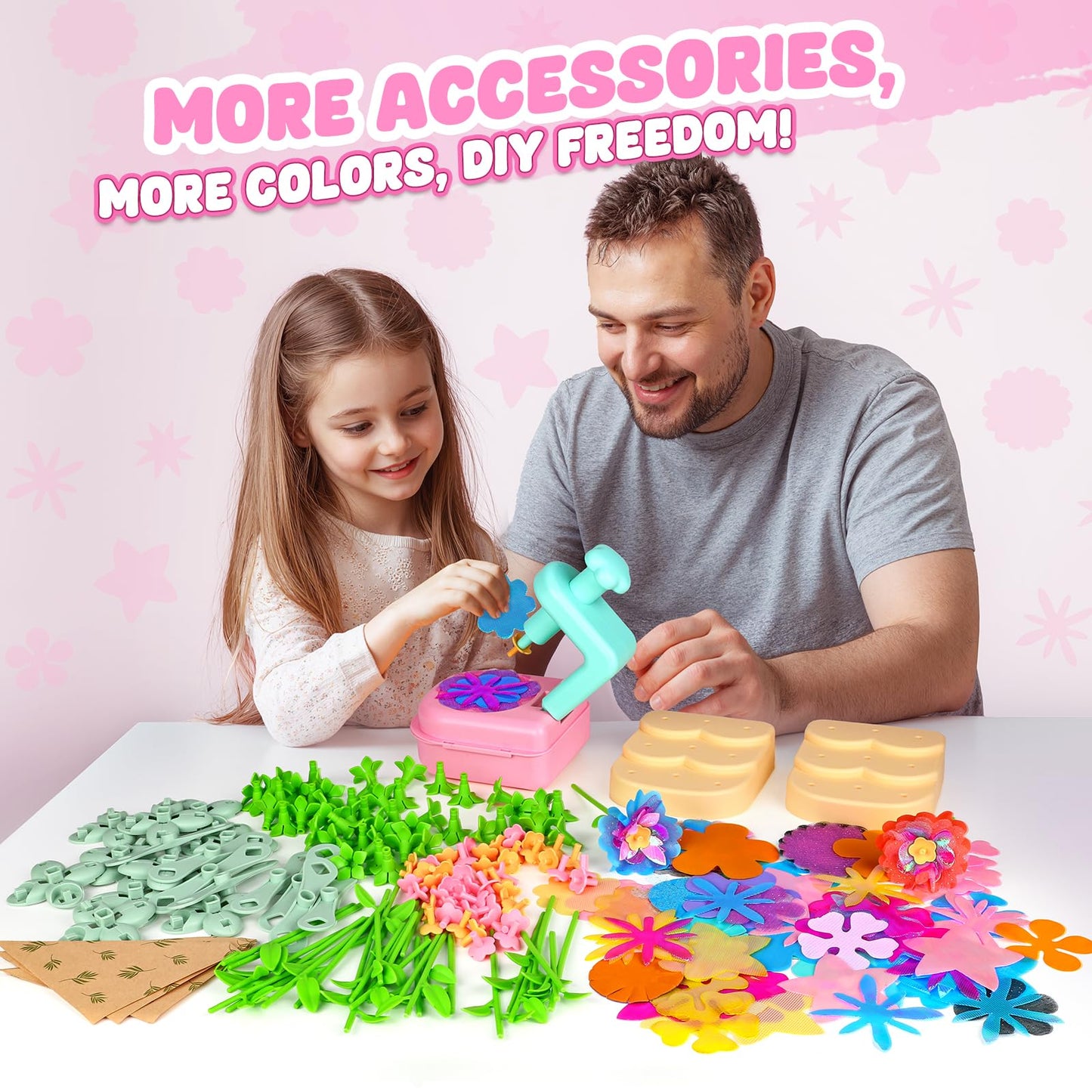 beefunni Flower Bouquet Craft Kits, DIY Arts and Crafts for Kids 4-6-8, Upgrade Wreaths & Colorful Flowers Toys for 4 5 6 7 8+Year Old Girl Birthday Gifts Ideas,Toddler Creative Educational Activities