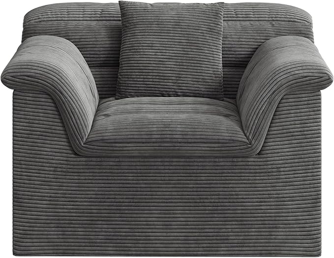 SUNG7 51" Cloud Sectional Couch, Modern Modular Sofa with Deep Seat, Comfy Compressed Single Sofa, Upholstered Corduroy Couches for Living Room, No Assembly Required, Dark Gray