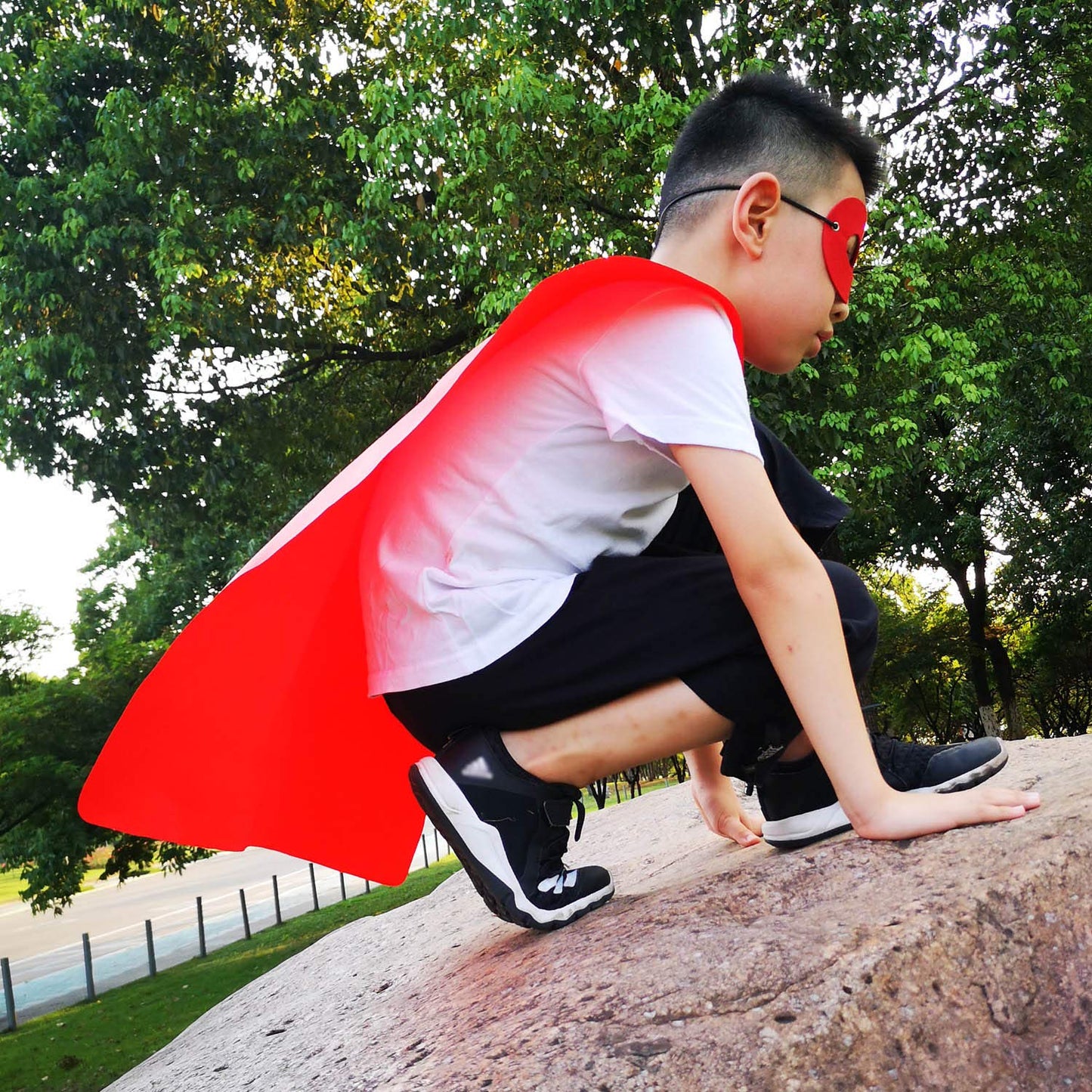 ADJOY Kids Superhero Capes and Masks 24 Sets Pack with Large Stickers - Superhero Themed Birthday Party Capes