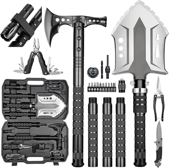 Camping Shovel Axe Outdoor Survival Shovel Set with High Carbon Steel Camping Gear for Men Outdoor Caming Hiking Backpacki...