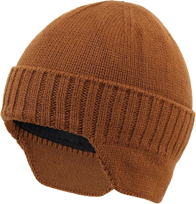 Home Prefer Mens Winter Hat Knit Earflap Hat Stocking Caps with Ears Beanie Hat