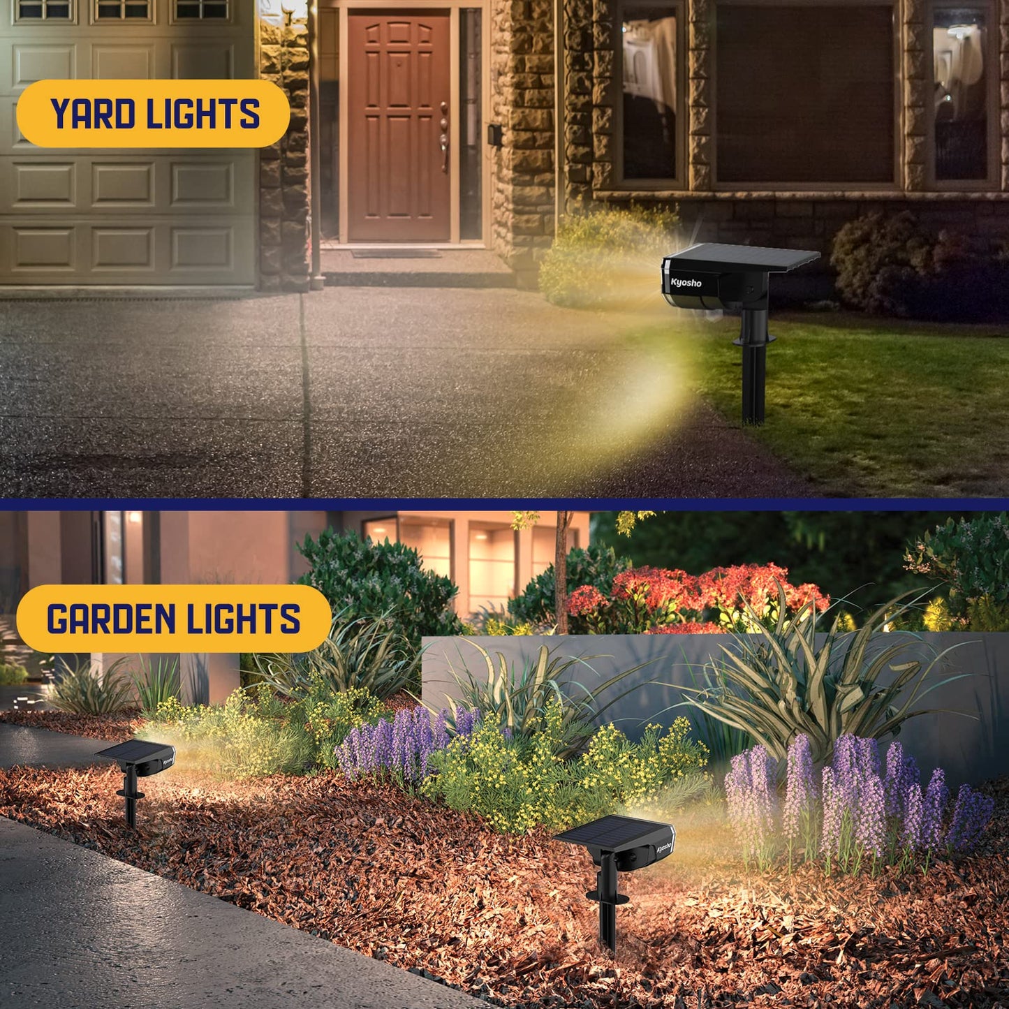 Kyosho Solar Outdoor Lights Waterproof IP67, 38 LEDs Solar Spot Lights Outdoor, 2-in-1 Landscape Spotlight with 3 Modes for Lawn, Pathway, Yard, Pool, 4 Pack