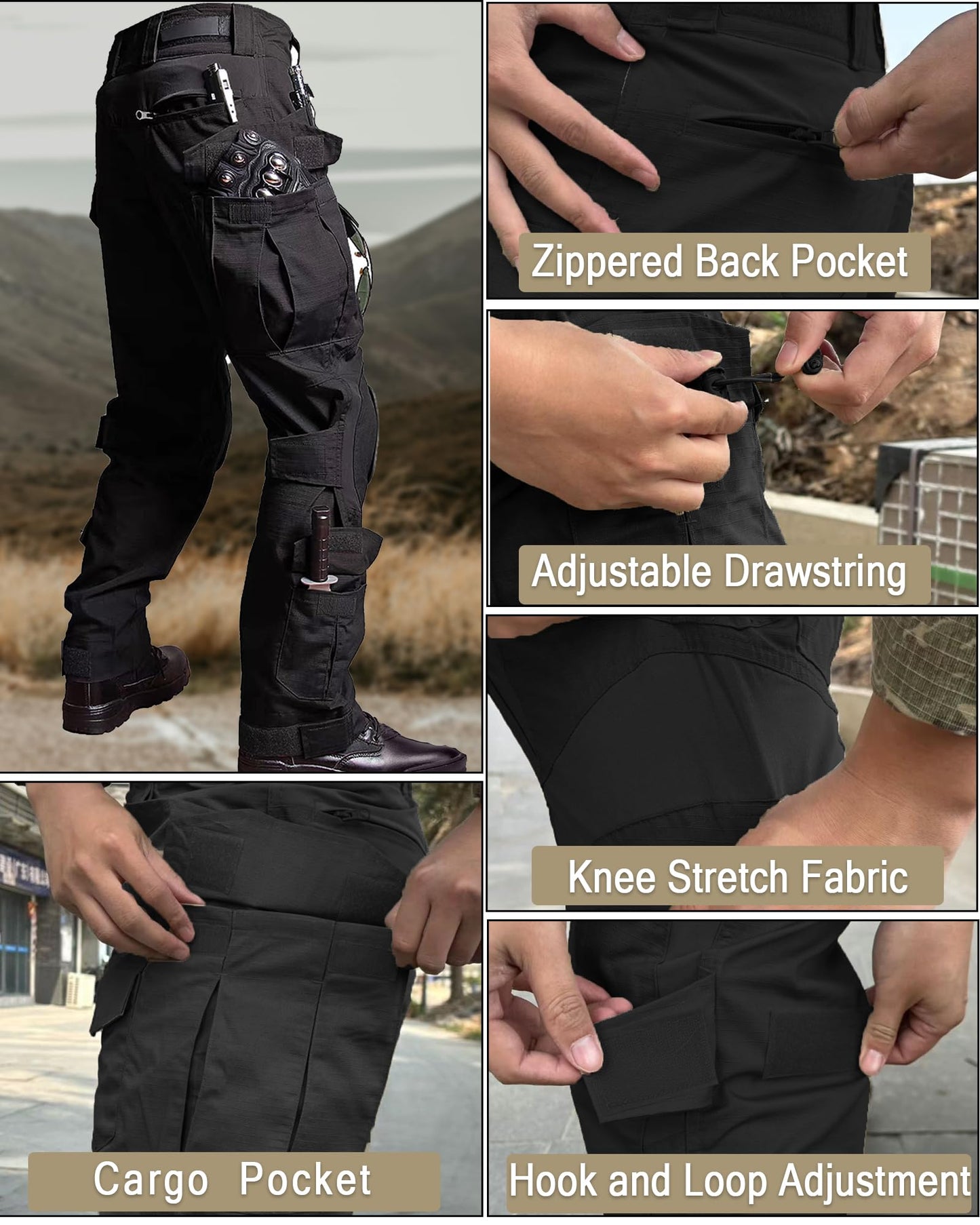 YKS JOOB Mens G3 Combat Uniform Set Tactical Combat Shirt and Pants Suit Hunting Paintball Airsoft Apparel Black S