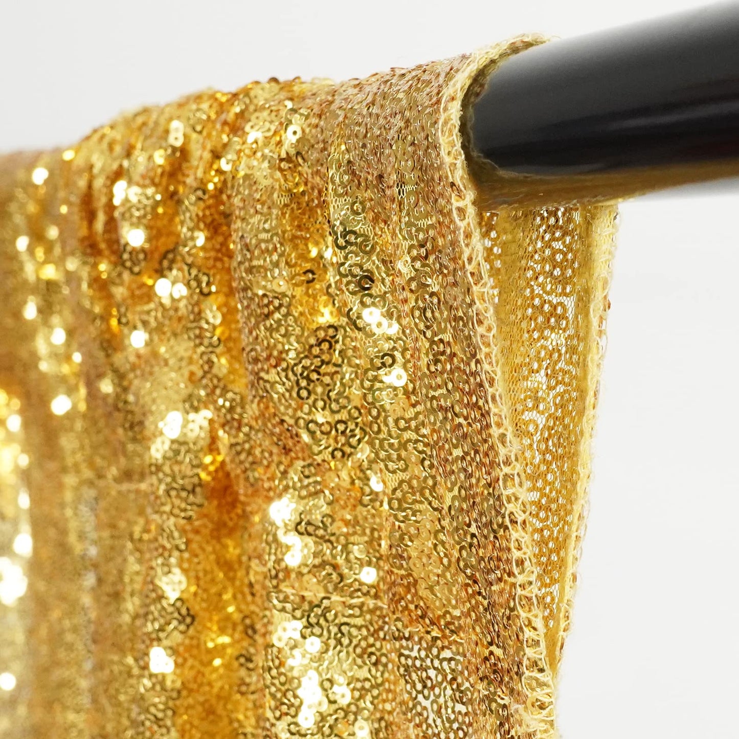 Poise3EHome 2Pcs 3Ft x 8Ft Gold Sequin Backdrop Curtain, Glitter Photography Background, Sequence Xmas Thanksgiving Backdrop for Wedding Party Holiday Festival Decor