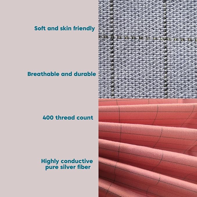 NAGS® Grounding Sheets,Grounding Bedding Sheet, Soft Cotton with Pure Silver Fitted Grounded Sheet for Improved Sleep,Pain Relief (Pink, King,78 * 80 * 13.5inch)