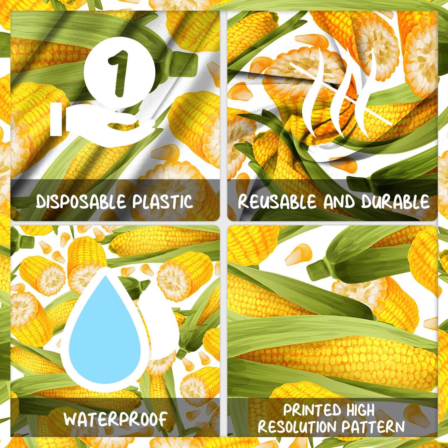 GZBJMYGS Farm Ripe Corn Tablecloth Corn Kernels Waterproof Outdoor Table Covers Decorations for Farmhouse Picnic Home Kitchen Dinner Banquet Fall Harvest Party Supplies Favors