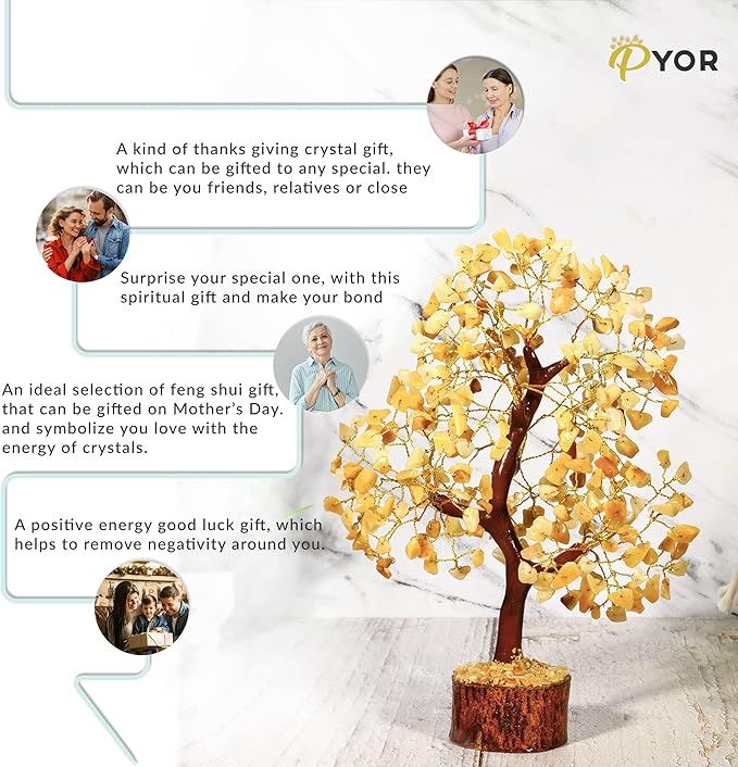 PYOR Yellow Aventurine Crystal Tree, Money Tree, Crystals and Healing Stones, Yellow Room Decor, Spiritual Decor, Feng Shui, House Warming Gifts New Home