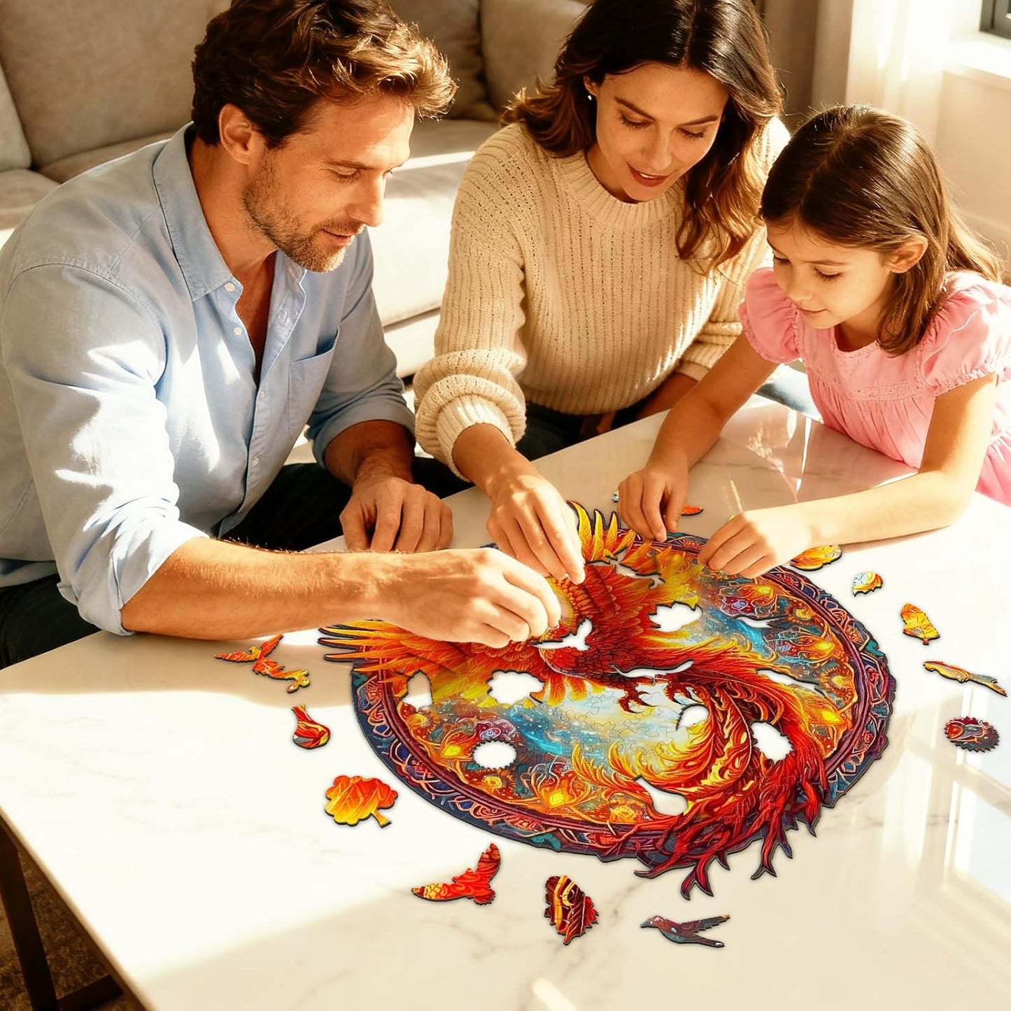 KAAYEE Wooden Jigsaw Puzzles-Wooden Puzzle Adult Unique Shape Advanced Phoenix Wooden Jigsaw Puzzle for Adult, Family Puzzles 21.6 * 20in 680pcs