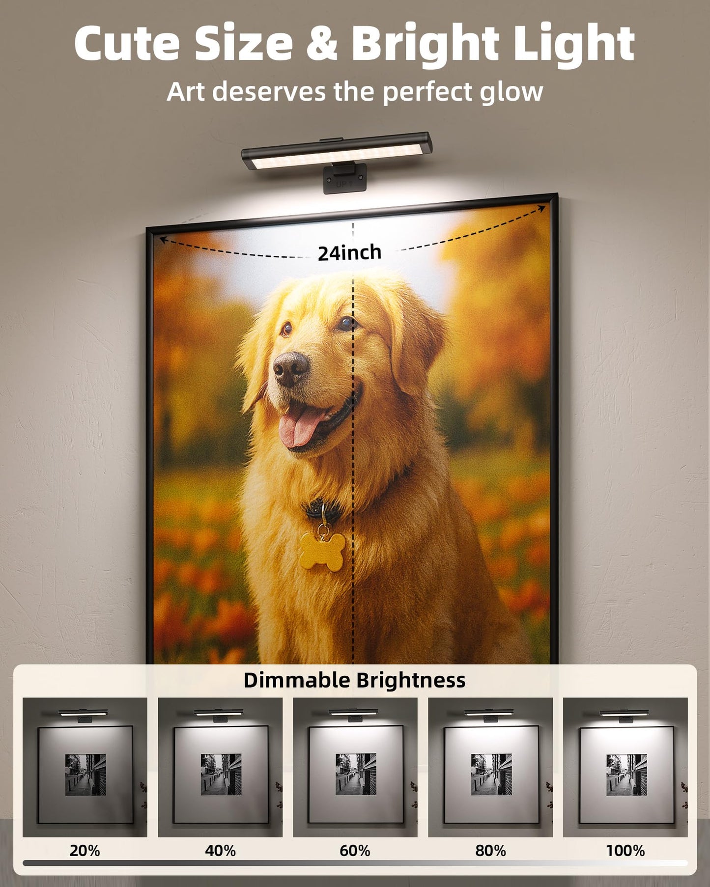 EZVALO Picture Light for Wall, Rechargeable 2400mAh Battery Lights Wireless Remote, 3 Color & Dimmable Magnetic 8'' LED Lights Display for Painting, Living Room, Gallery, Bedroom, Dashboard(Black-2P)
