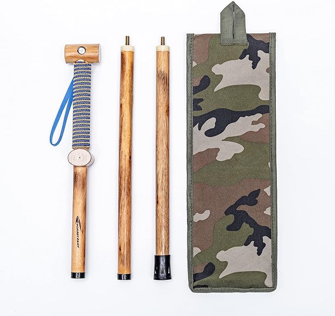 FOREST PILOT 3pc Detachable Hardwood Walking Stick for Hiking with Compass 48 Inches - Soft Hand Strap - Rubber Tip Cover