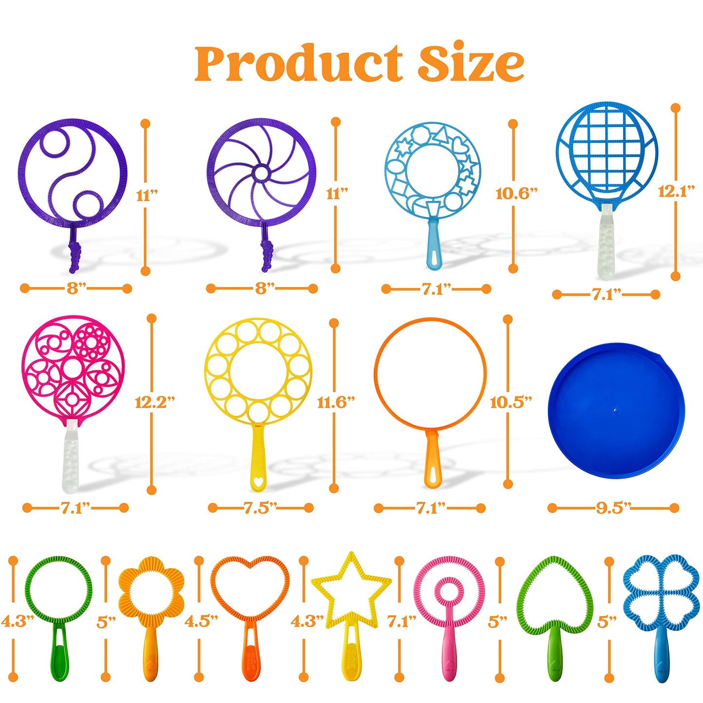 JOYIN Big Bubble Wands Set Bulk for Kids Summer Outdoor Toy Game Activity Party Favors, 18 Pcs Giant Bubble Maker with Tray, 12" Large, 6 Pcs Solution Suitable for All Age People