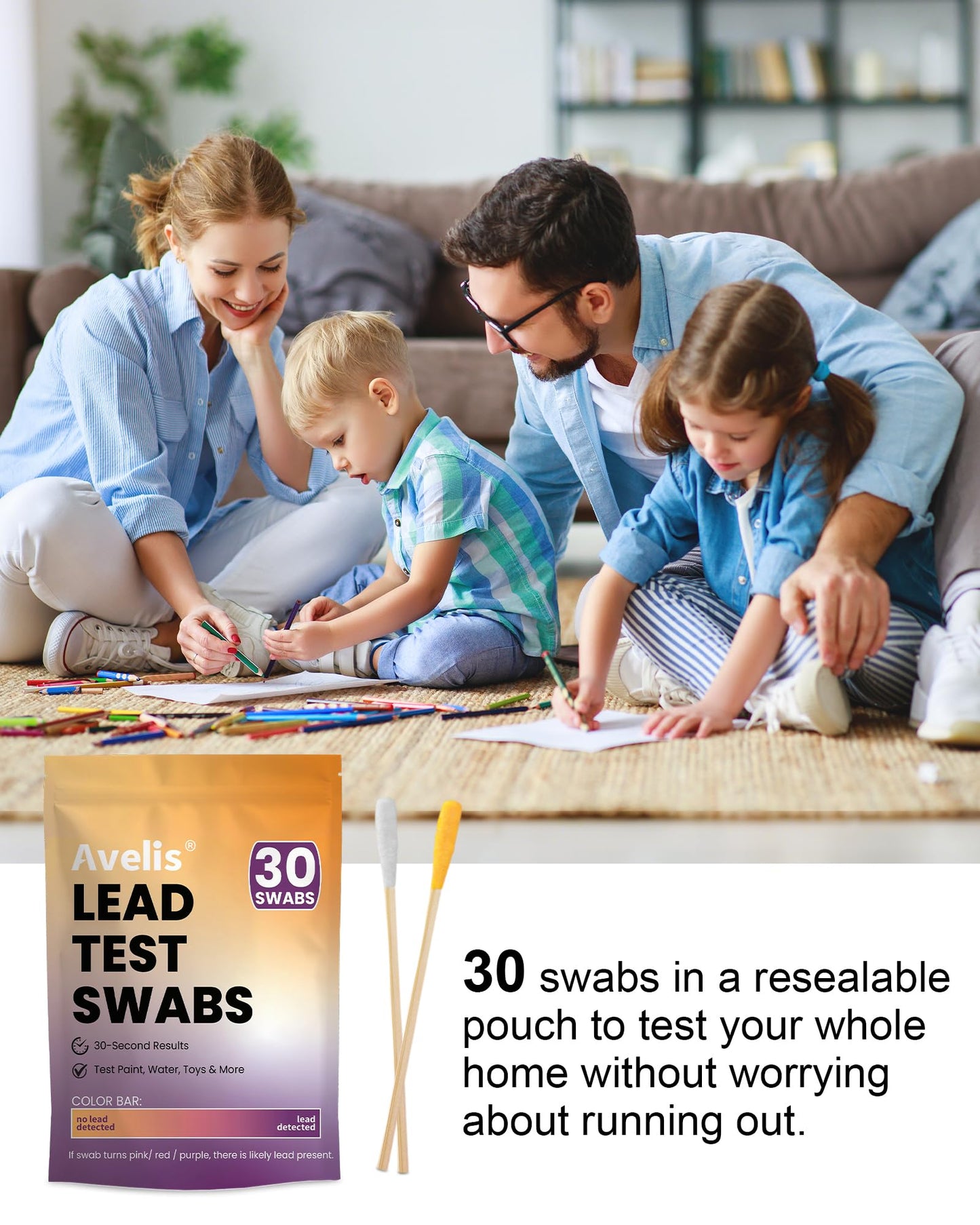 Avelis 30 PCS Lead Test Kit for Dishes, Premium Lead Testing Swabs for Paint & Jewelry, 3rd Generation Fast & Accurate at-Home Heavy Metal Detector Tester for Ceramics
