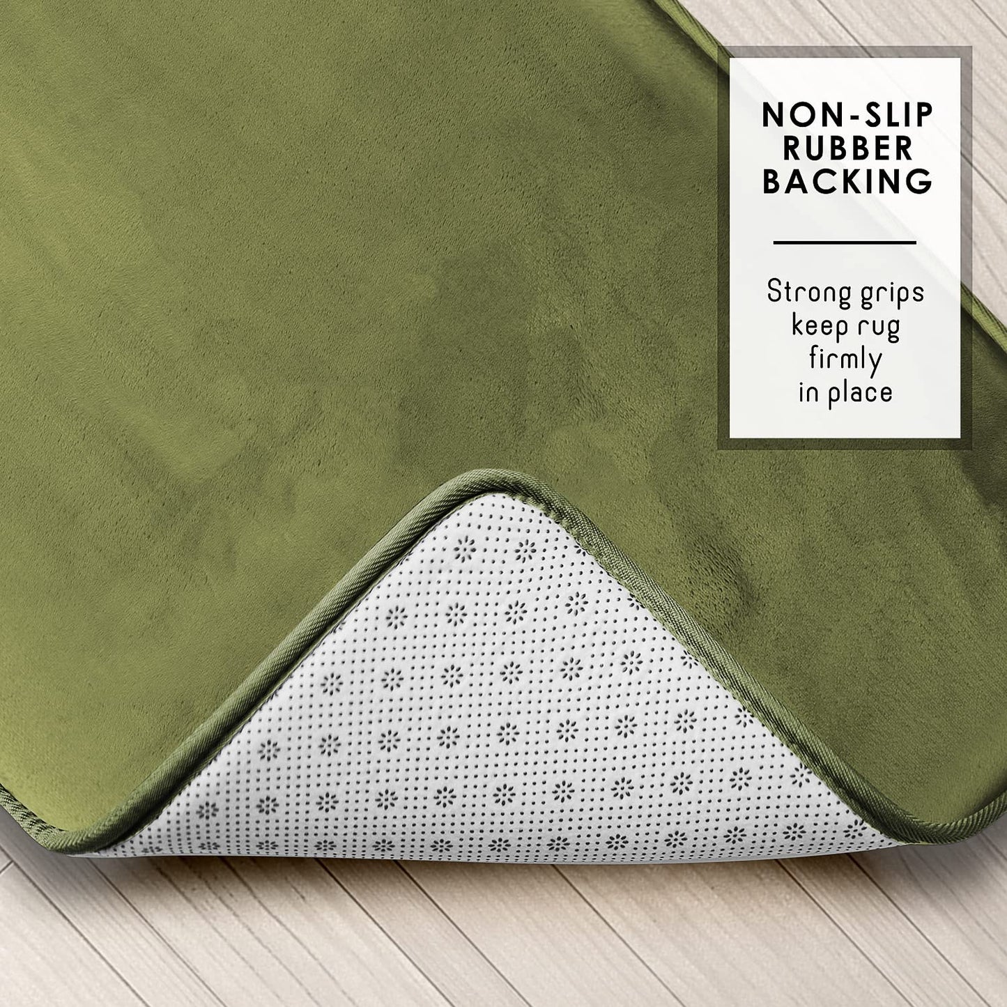 Clara Clark 3 Piece Bathroom Rugs Bath Mat Set, Velvet Memory Foam Bath Mats for Bathroom - Non-Slip, PVC Backing Bath Rugs, Washable - Dries Quickly, Green