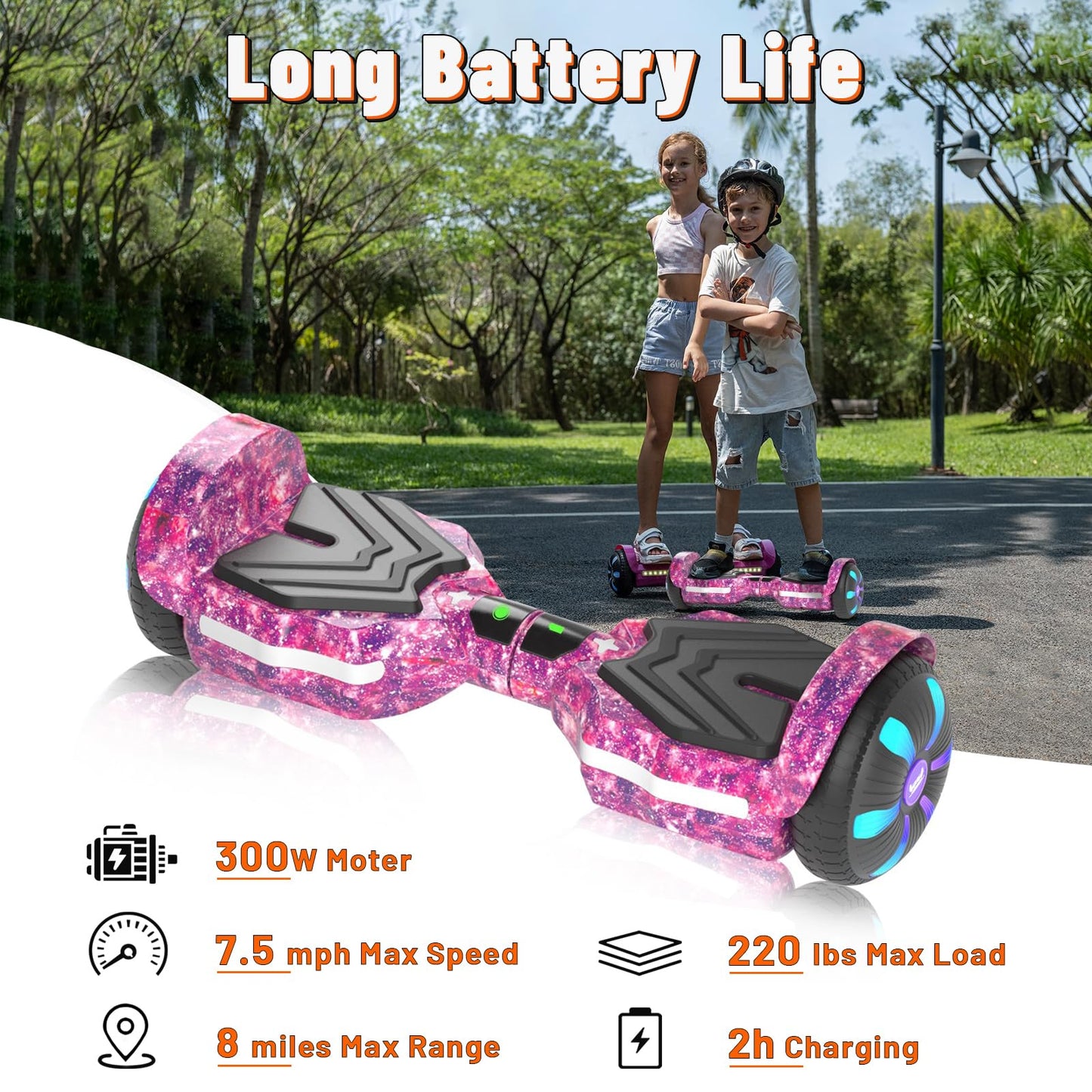 SIMATE Scooter, Bluetooth Speakers and LED Light-Up Wheels, APP Control, Dual 250W Motors, 8.5 mph Max Speed & 8.5 Miles Max Range, Gifts for Kids Adults Girls Boys