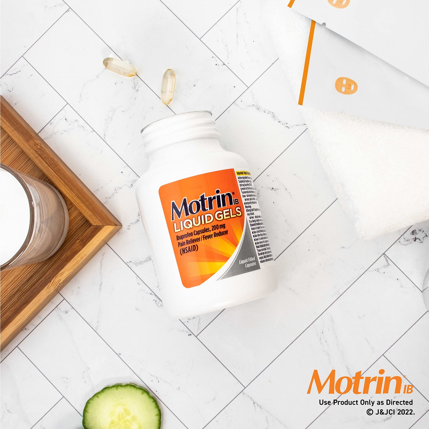 Motrin IB Liquid Gels with 200mg Ibuprofen per Caplet, Pain Reliever & Fever Reducer for Adults, Relief from Minor Arthritis Pain, Muscle Aches, Headache, Menstrual Cramps & Backache, 120 ct