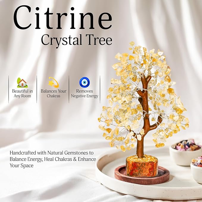 Citrine Crystal Tree - Feng Shui Decor - Chakra Tree - Spiritual Items - Home Decoration - Gemstone Tree - Crystals - Crystal Decor - Home Office Decor - Citrine Crystal Stone - Good Luck Gifts