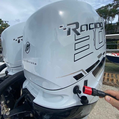 Flush-M Outboard Quick Connect Flush Kit for Mercury® - Compatible with Verado®, Pro XS®, FourStroke, SeaPro 75HP - 500HP & V10 Models - UV Stable & Durable Glass Filled Nylon Material - Black