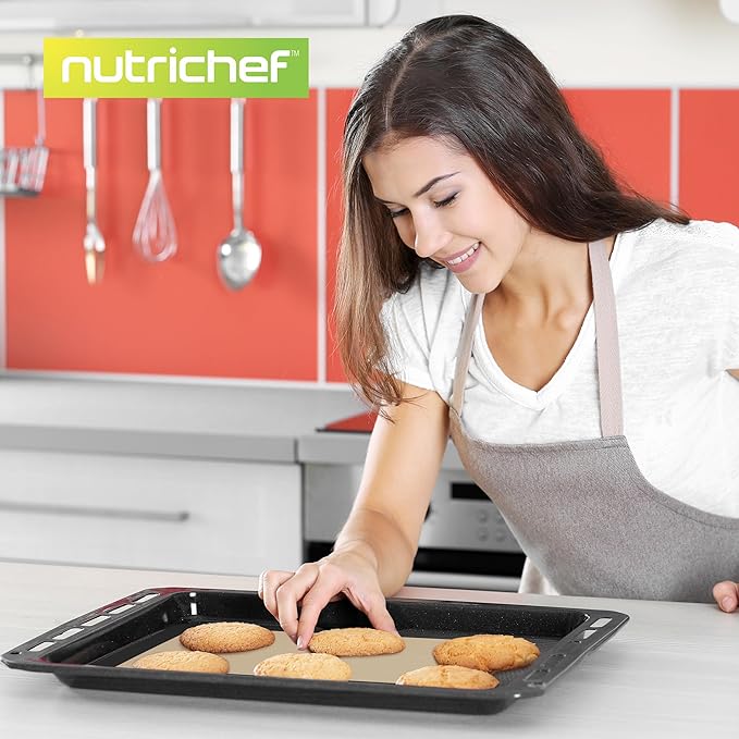 Silicone Baking Mats | 2 Non-stick Food-Grade Reusable Silicone Mats | Perfect for Half Baking Pans 16.5 x 11.6 IN | Oven-Safe Up to 480 Degrees F | Safe for Ovens, Freezers, & Dishwashers (Black)