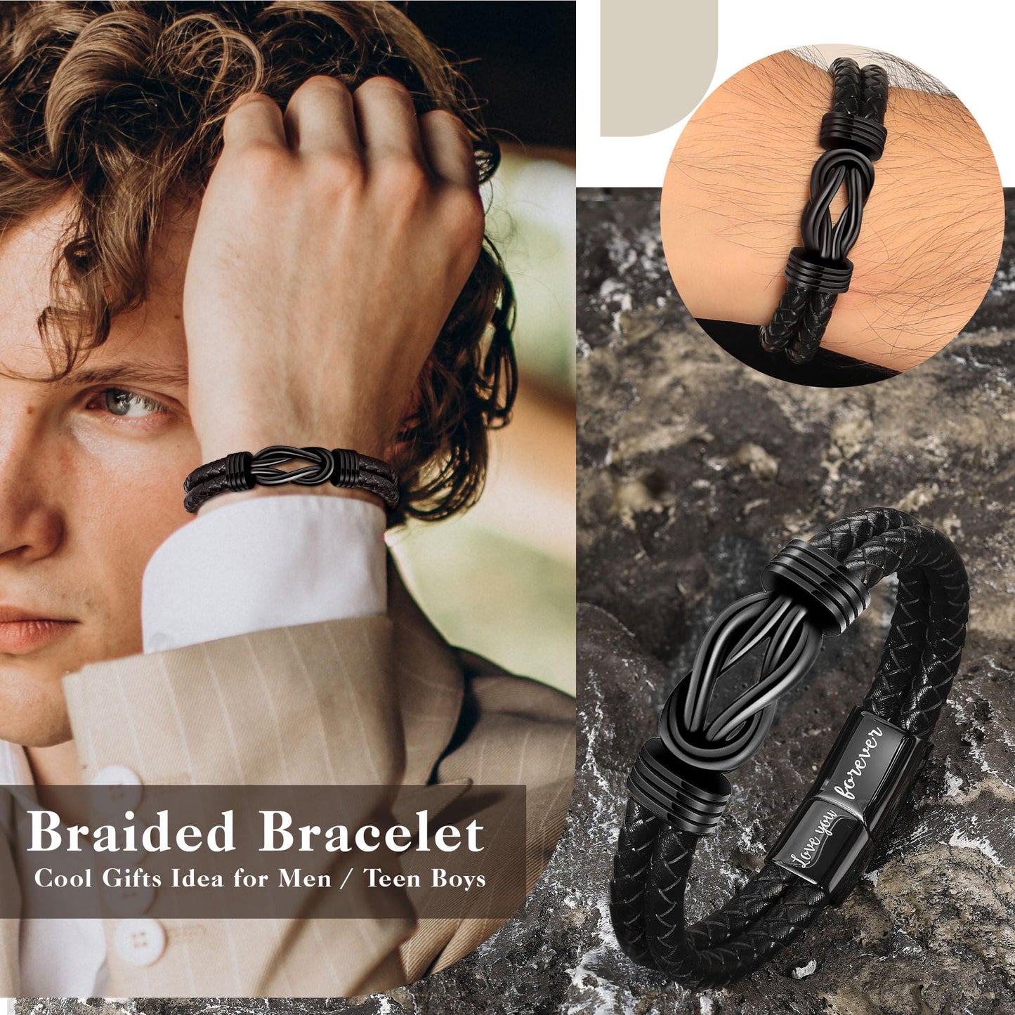 21st Birthday Gifts for Him, Birthday Gifts for Boyfriend Leather Bracelets for Men 21 Year Old Son Grandson Nephew Cousin Bracelet Brother Birthday Gift
