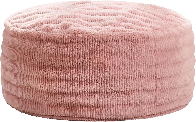 Hobestluk Bean Bag Chairs Beanbag Chair with Filler Adult Bean Bags with Fluffy Ripple Cover, Giant Bean Bag Chairs for Adults (Pink, 4FT - 44" x 44" x 24")