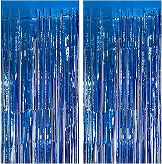 2 Pack Blue Party Decorations Ocean Party Decor Supplies Blue Party Streamers Birthday Decorations Tinsel Foil Fringe Curt...