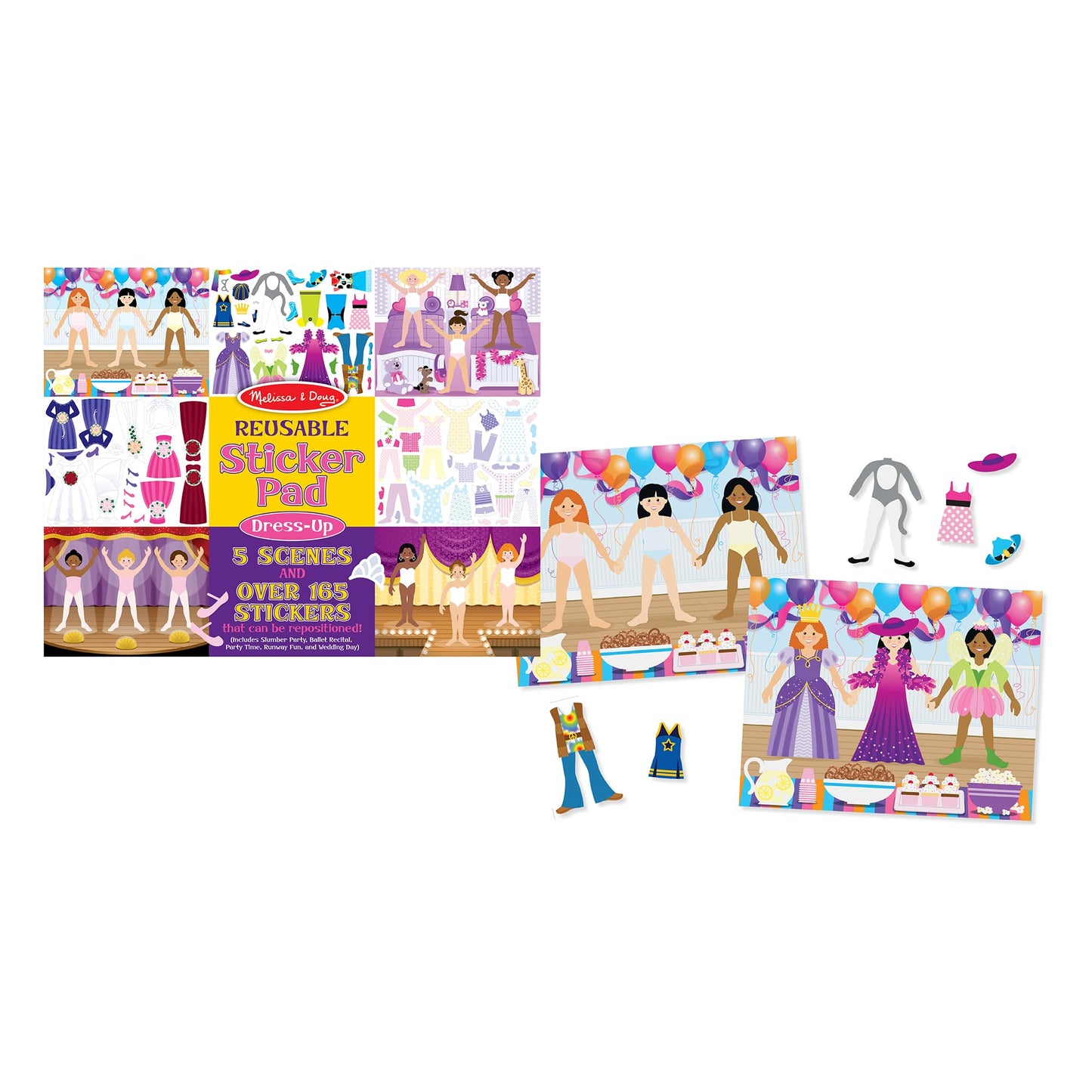 Melissa & Doug Reusable Sticker Pad: Dress-Up - 165+ Reusable Stickers - Removable Stickers, Kids Fashion Activities, Restickable Sticker Book for Kids Ages 3+