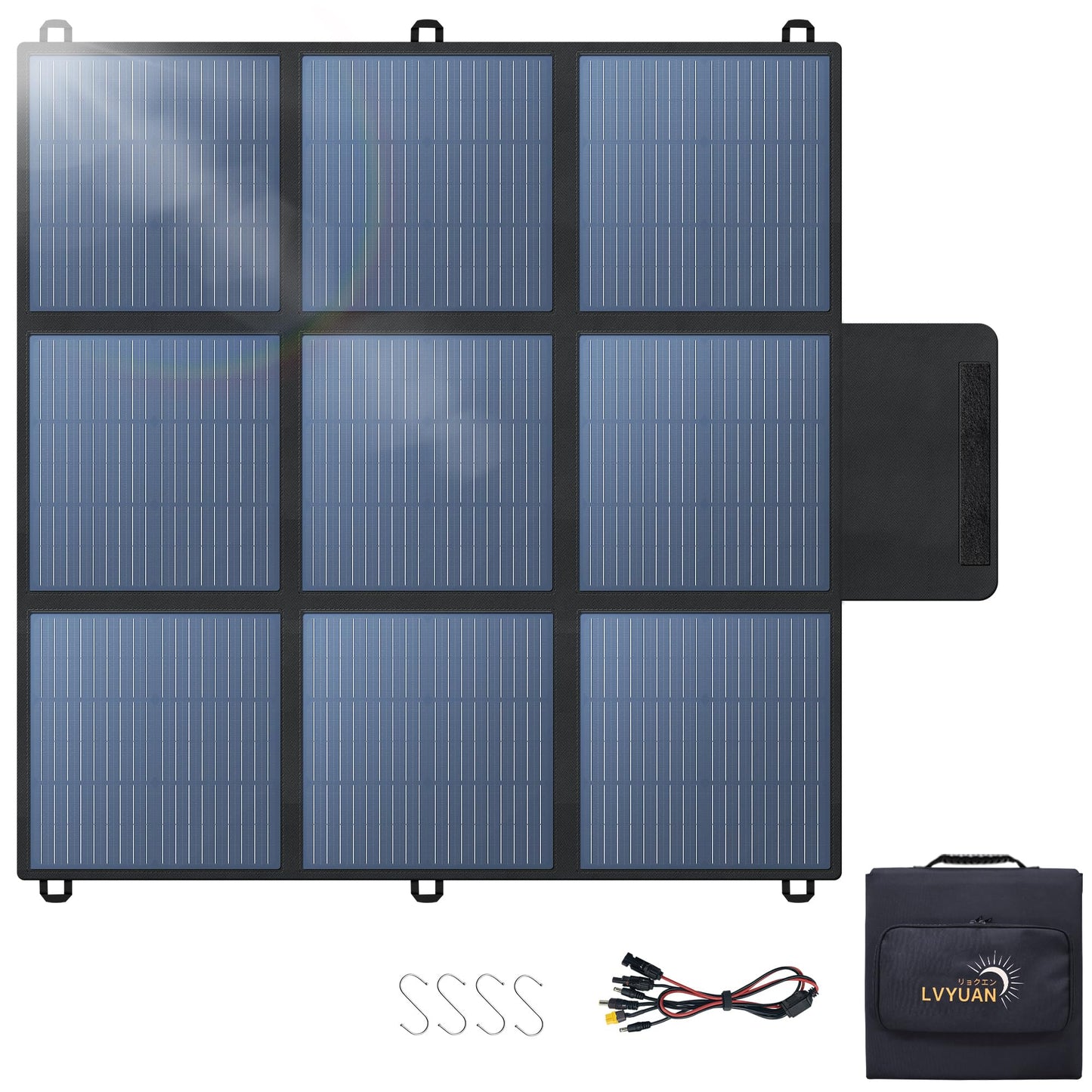 LVYUAN 300W Portable Solar Panel, 24V Foldable Blanket Solar Panel IP64 P-PERC, Upgraded 23% Efficiency for Solar Power Station Generator for Outdoor Camping Hiking, 16.5 Pounds