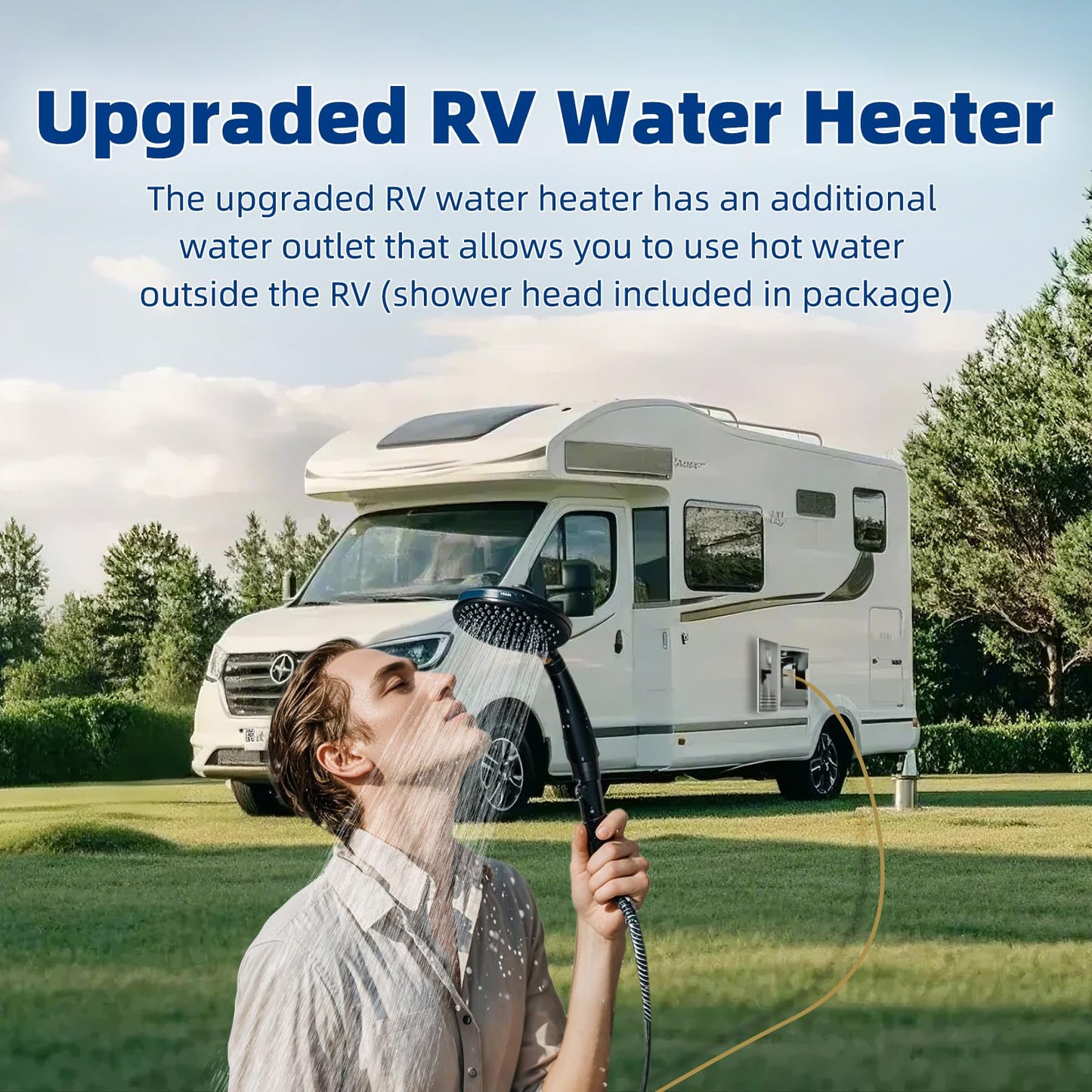 RV Tankless Water Heater, On Demand Instant Propane Gas RV Hot Water Heater, DC 12V, 15 x 15 inch Door & Front Water Outlet, 55000 BTUs 3.9 GPM, Compatible with All RVs, Camper, CSA Certificated