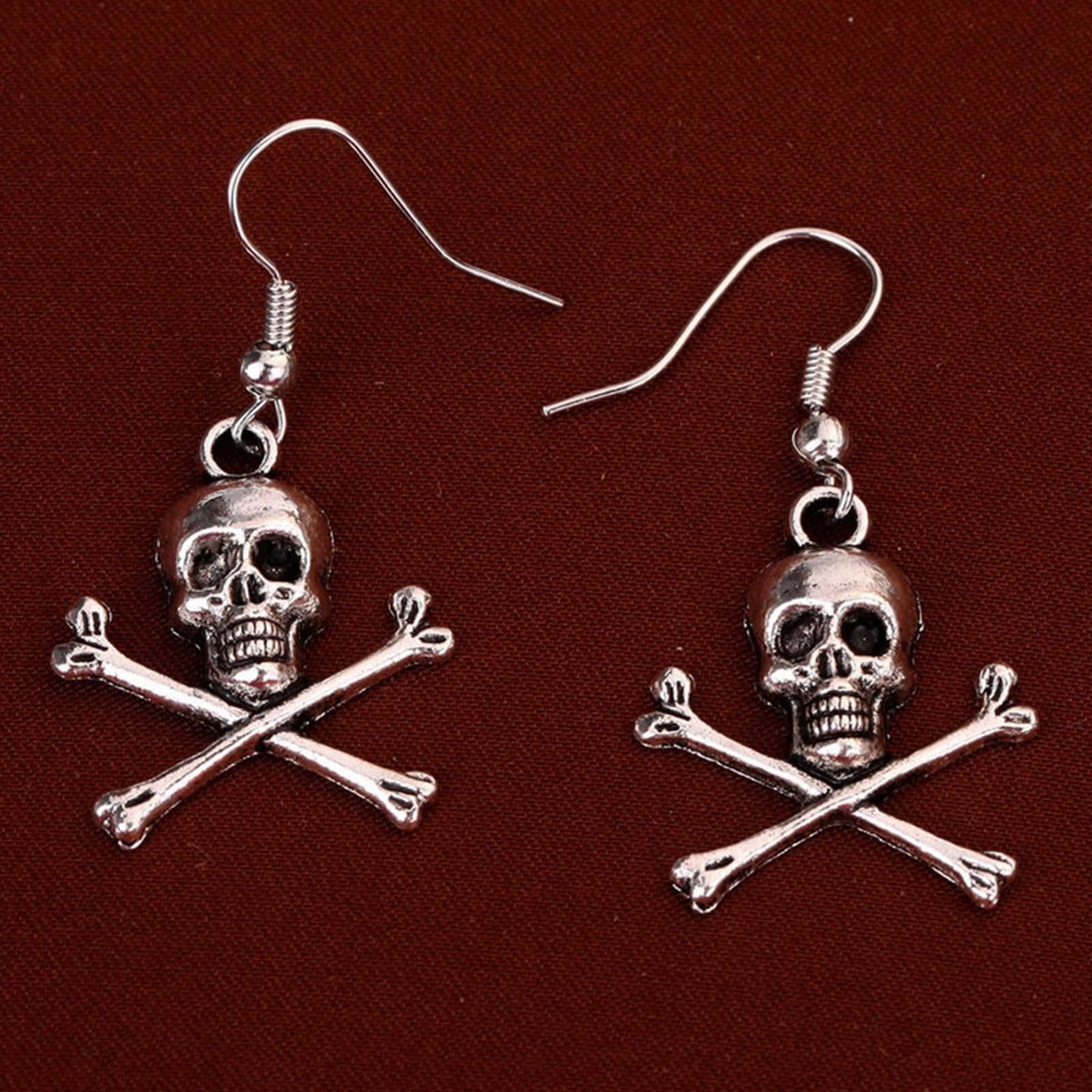 Leprato Skeleton Pirate Earrings Halloween Skull Dangle Earrings Ear Drops Hook Jewelry Gifts for Women