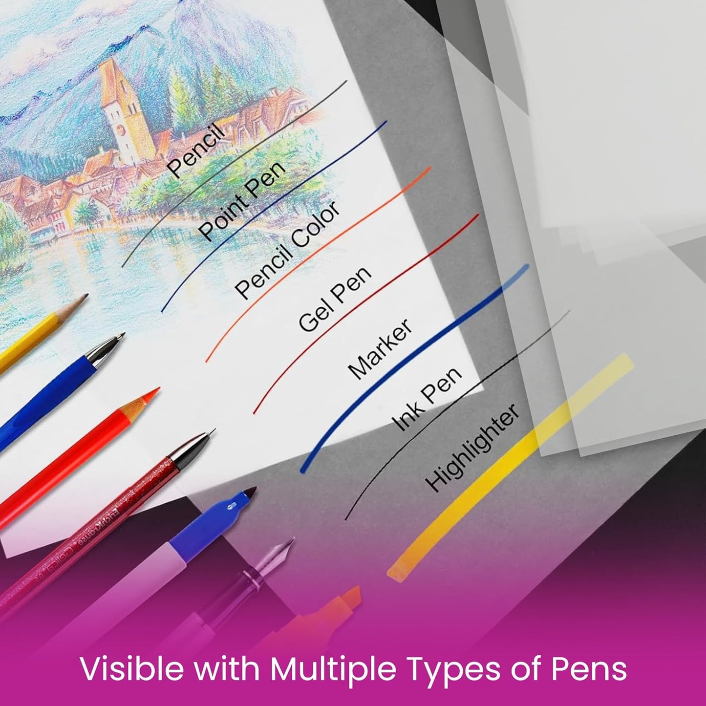 Tracing Paper 8.5 x 11 Inch - 100 Sheets 41lb/63gsm Transparent Vellum Paper for Sketching, Preliminary Drawing, Drafting & Overlays - Premium Translucent Tracing Paper for Pencil, Marker and Ink