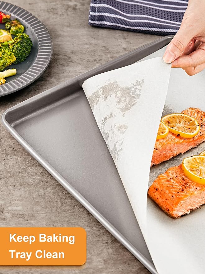 SMARTAKE 120Pcs Parchment Paper Sheets, 8x12 Inch Pre-Cut Parchment Paper for Baking, Non-Stick Baking Paper, Natural Wood Pulp, for Air Fryer Steaming Grilling Rack Oven (White)