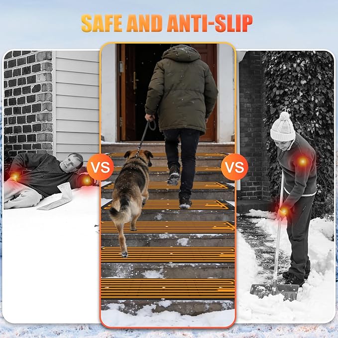 20" x 30" Heated Snow Melting Mat, 7mm Thickening Anti-Slip Rubber Snow and Ice Melting Mat, Electric Winter Heating Mat for Outdoor Steps,Stairs,Sidewalks,Walkways (Pack of 1)