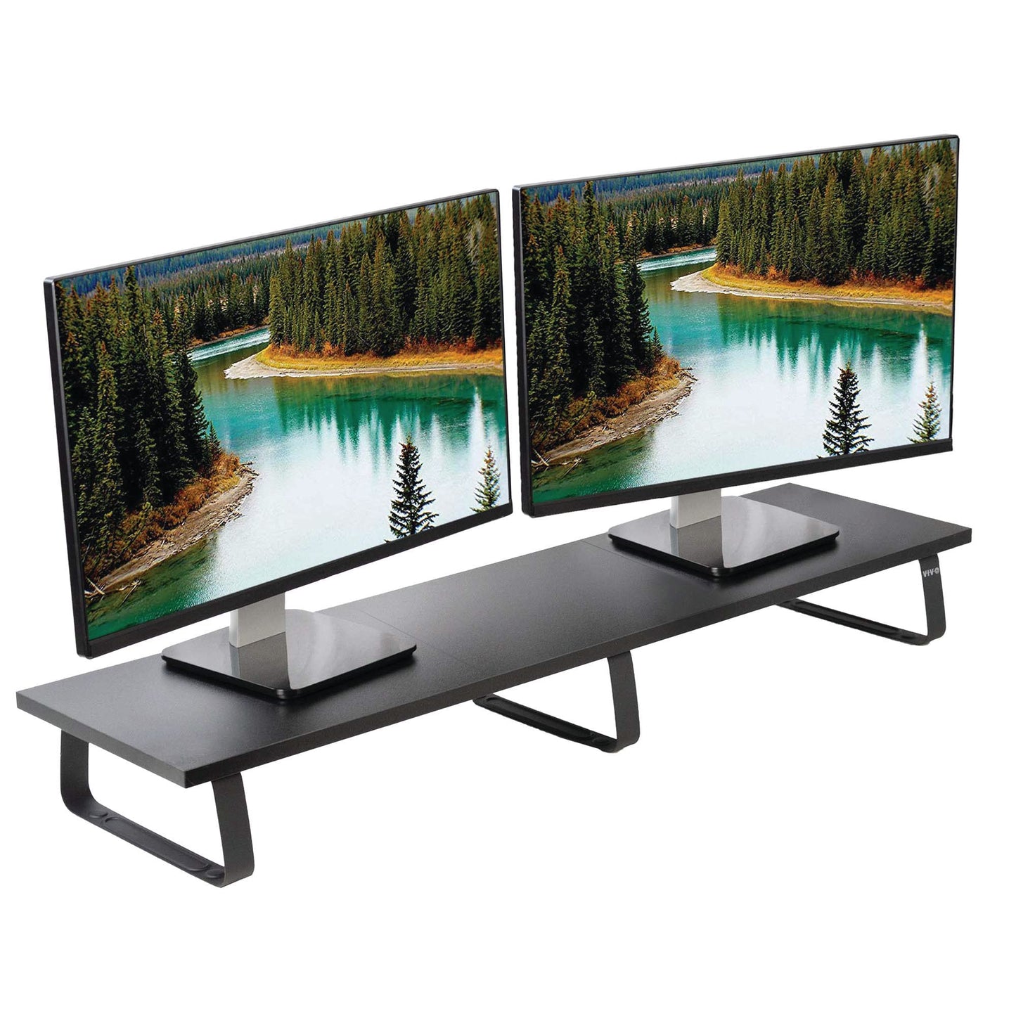 Vivo 39 Inch Extra Long Monitor Stand, Wood & Steel Desktop Riser, Dual Screen, Tv, Keyboard, Laptop, Ergonomic Desk And Tableto