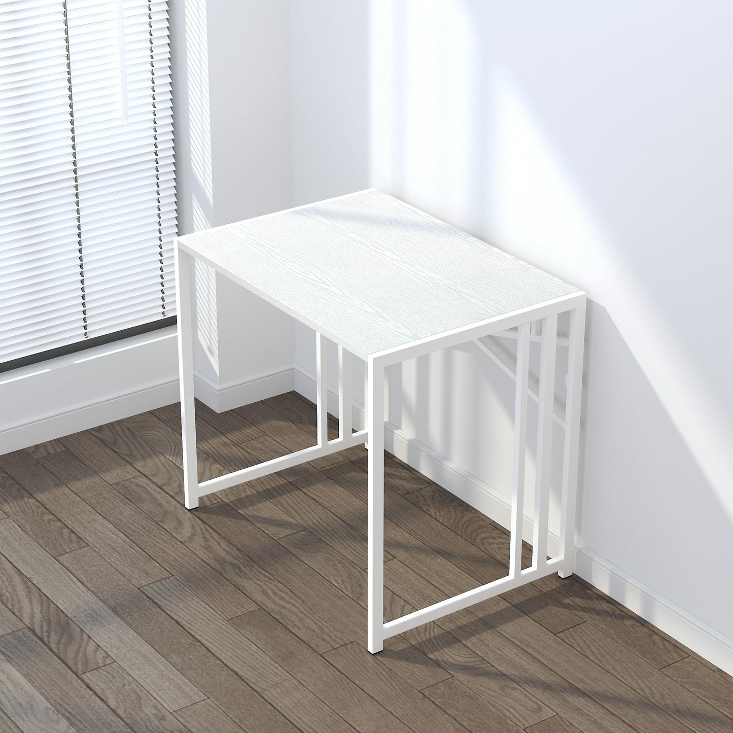 Lutown-Teen Small Folding Desk 32 inch, No Assembly Required Small Office Desk, Writing Gaming Computer Camping Desk, White