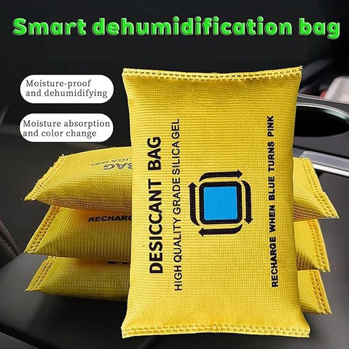 Car Moisture Absorber Bags, with Powerful Moisture Absorption, 100g, Reusable Dehumidifier Bags, Humidity Control, Reusable and Eco-Friendly Design, for Wardrobes, Basements, Spaces, Closet