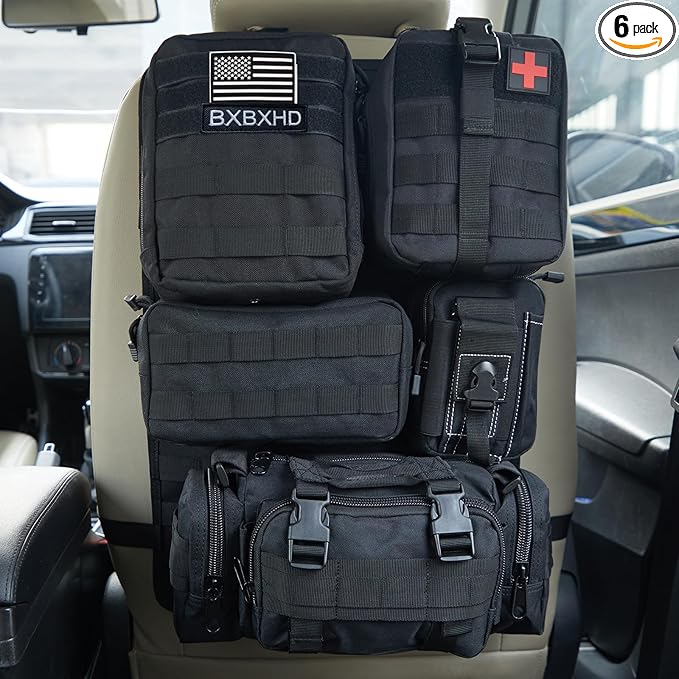 Universal Tactical Car Seat Back Organizer Bag Tactical Molle Vehicle Organizers Panel Vehicle Protector Organizers with 5...