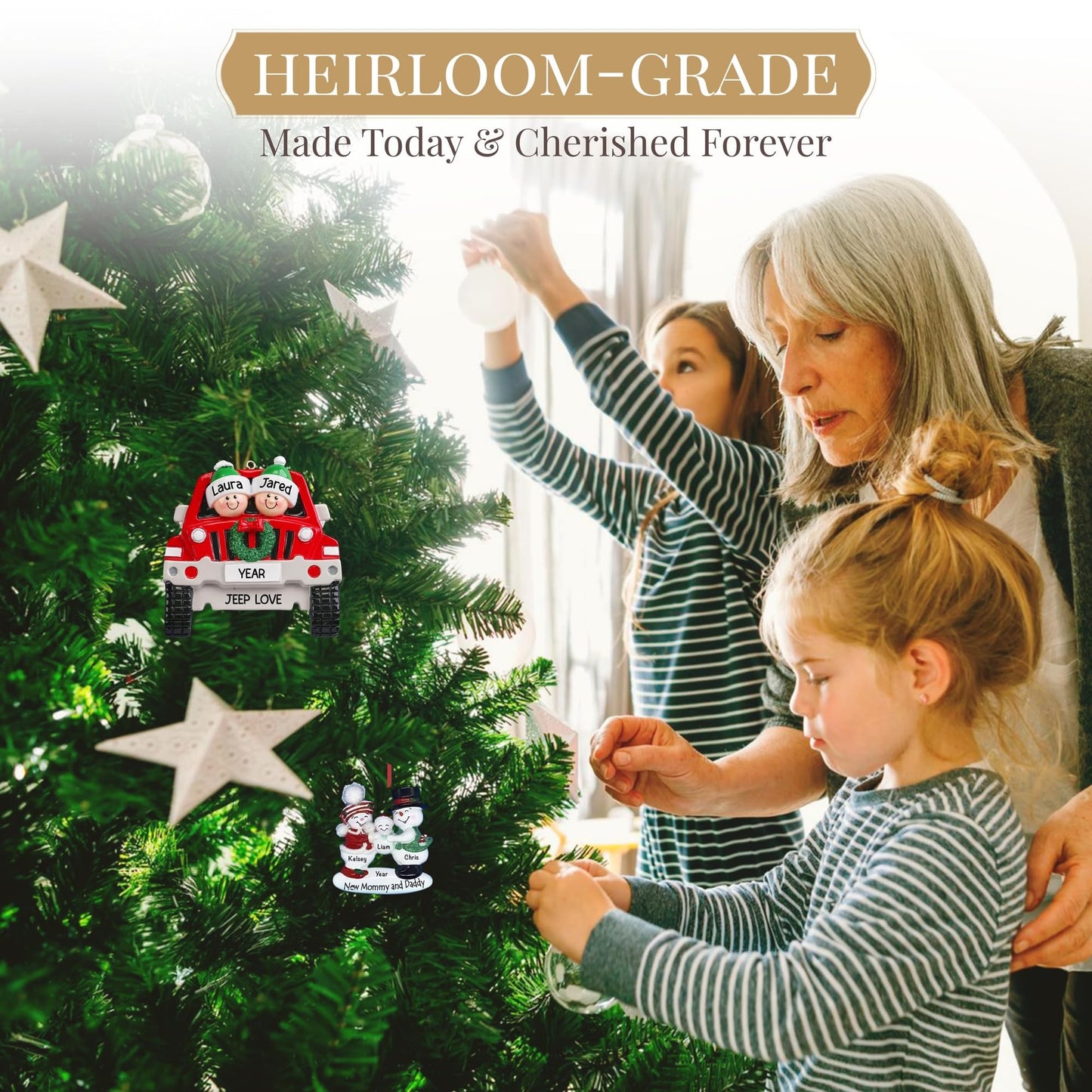 Personalized Large Family of 12 Ornament 2025 | Free 24h Customization | Laser Engraved Fireplace Christmas Ornaments for Tree | Custom Gift Wrapped Mantel with Stockings Keepsake for Twelve Persons