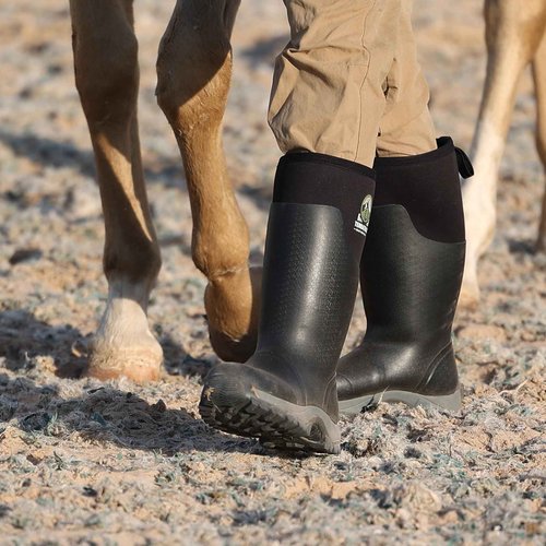 TerraTrax Men's Waterproof Insulated Rubber Hunting Boots – 6mm Neoprene Rain Boots for Outdoor Work, Fishing, Farming & Gardening Black Size 9